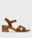 Sandales à talon et larges brides en cuir femme - Tanéo